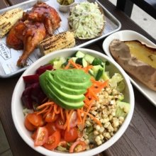 Gluten-free salad and chicken from Holy Cow BBQ